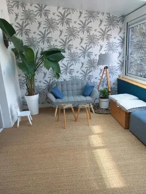 Coin salon dans l'établissement Maison à louer week-end des 24h