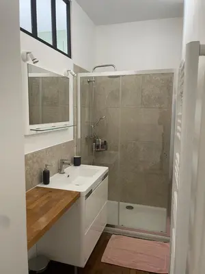 Salle de bains dans l'établissement Maison & ses 2 chats