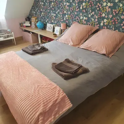 Un ou plusieurs lits dans un hébergement de l'établissement Chambre dans maison proche 24h du mans