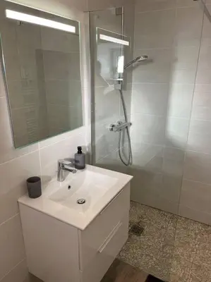Salle de bains dans l'établissement Appartement Centre de Guécélard