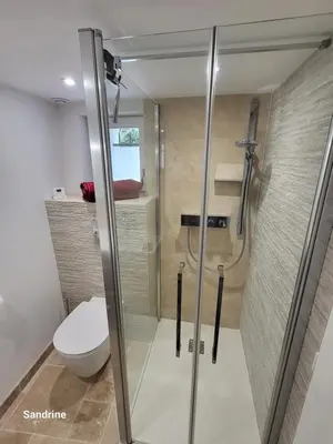 Salle de bains dans l'établissement Le gîte Chez Lucie