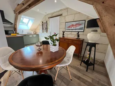 Cuisine ou kitchenette dans l'établissement Cave Auger La Maison d'Hôtes