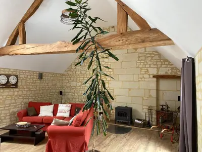 Coin salon dans l'établissement Logis huit clos calme et romantique proche Saumur