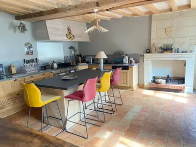 Cuisine ou kitchenette dans l'établissement Logis huit clos calme et romantique proche Saumur