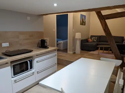Cuisine ou kitchenette dans l'établissement Un appart' à la campagne