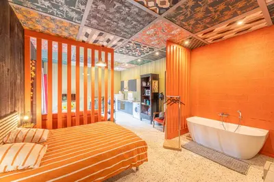 Un ou plusieurs lits dans un hébergement de l'établissement La Maison du Bois Brûlé 2 - Avec piscine partagée