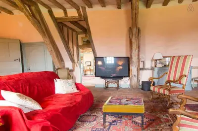 Télévision ou salle de divertissement dans l'établissement Gite du Manoir du Plessis- 3km de Villandry