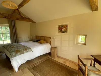 Un ou plusieurs lits dans un hébergement de l'établissement Maison de Campagne avec Piscine, Vallée de la Loire
