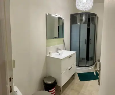 Salle de bains dans l'établissement Apartment T2 Le Mans TGV Station