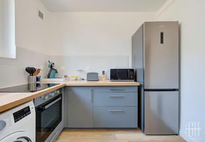 Cuisine ou kitchenette dans l'établissement L'oiseau blanc / central - piscine du lac