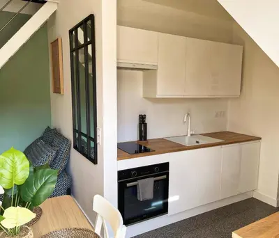 Cuisine ou kitchenette dans l'établissement Appartement duplex rénové vue sur la Loire