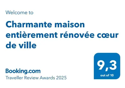 Certificat, récompense, panneau ou autre document affiché dans l'établissement Charmante maison entièrement rénovée cœur de ville