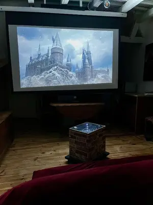Télévision ou salle de divertissement dans l'établissement La tanière du sorcier