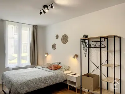 Un ou plusieurs lits dans un hébergement de l'établissement Les studios d'Elina - Entrée autonome