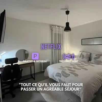 Un ou plusieurs lits dans un hébergement de l'établissement Calm in Tours - Appartement T2
