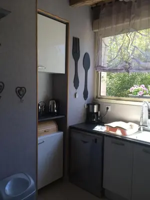 Cuisine ou kitchenette dans l'établissement Gîte du Ruisseau de la Renne