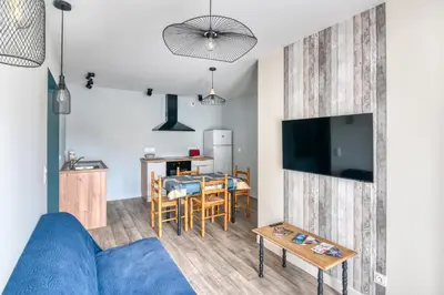 Télévision ou salle de divertissement dans l'établissement Gîte du Thouet - Appt avec piscine partagée