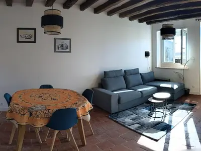 Coin salon dans l'établissement Gîte charmant proche des Châteaux de la Loire avec jardin privatif et parking. - FR-1-410-426