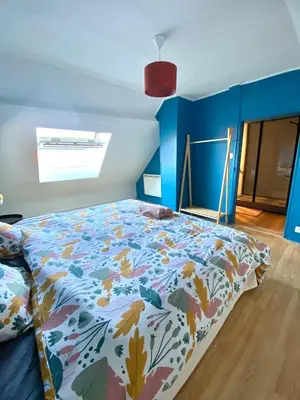 Un ou plusieurs lits dans un hébergement de l'établissement Charmant gîte au bord de la Sarthe - 6 personnes