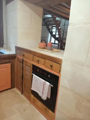 Cuisine ou kitchenette dans l'établissement Gîte avec vue sur l'Indre
