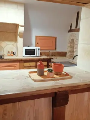 Cuisine ou kitchenette dans l'établissement Gîte avec vue sur l'Indre