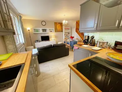 Cuisine ou kitchenette dans l'établissement Gîte tout inclus avec jardin privatif, proche centre Richelieu et châteaux de la Loire - FR-1-381-565