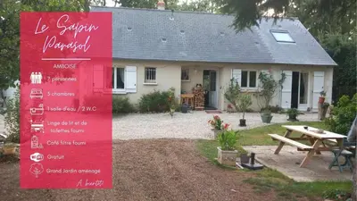 Jardin de l'établissement Le Sapin Parasol - House for 7 people.