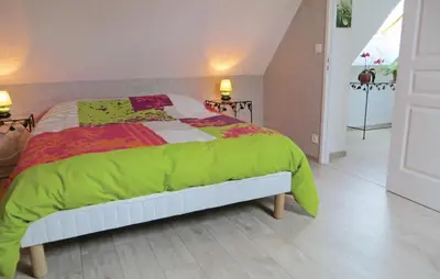 Un ou plusieurs lits dans un hébergement de l'établissement Lovely Home In Brain-Sur-Alonnes