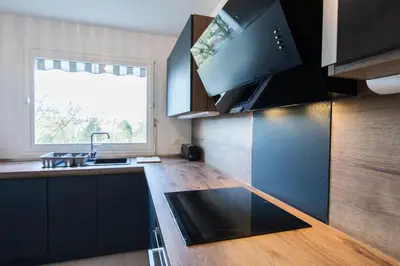 Cuisine ou kitchenette dans l'établissement Élégance et confort- Vidéoprojecteur Tours-Parking