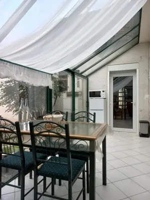 Balcon ou terrasse dans l'établissement La ferme du bonheur