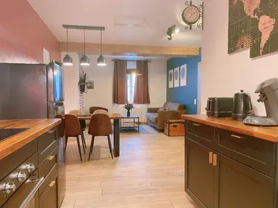 Cuisine ou kitchenette dans l'établissement Lisloft Appartement à 5 Min du ZooParc de Beauval, Centre ville Saint-Aignan