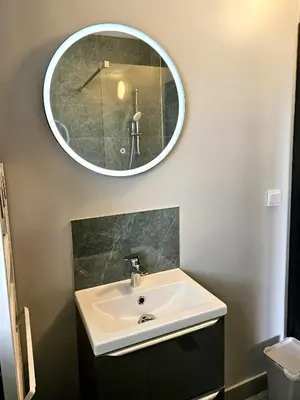 Salle de bains dans l'établissement L'appartement Bilobou, 10 mn du ZooParc de Beauval