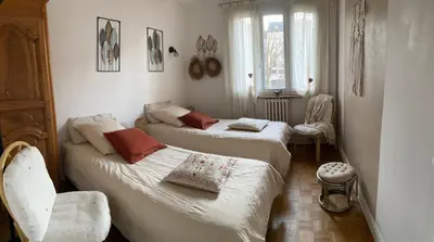 Un ou plusieurs lits dans un hébergement de l'établissement Appartement Fritz Proche Gare SNCF de Tours, Bus et Taxi