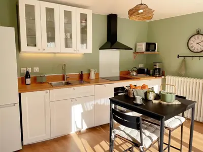 Cuisine ou kitchenette dans l'établissement Gîte tout confort pour 6-8 pers, cœur de village, parking privé, jardin clos, proche ZooParc de Beauval - FR-1-491-344
