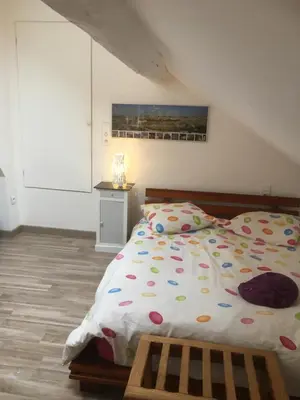 Un ou plusieurs lits dans un hébergement de l'établissement Chambres de la Choisille à Fondettes st Cyr Tours
