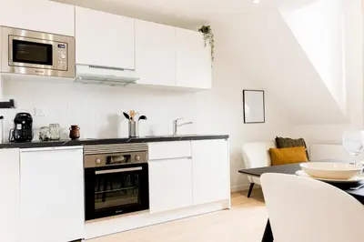 Cuisine ou kitchenette dans l'établissement Le Soft - Beau logement - Centre - Gare - Tram - Superbe vue Sarthe