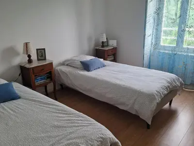 Un ou plusieurs lits dans un hébergement de l'établissement Gîte de charme à Sasnières, animaux admis, parking privé - FR-1-491-340