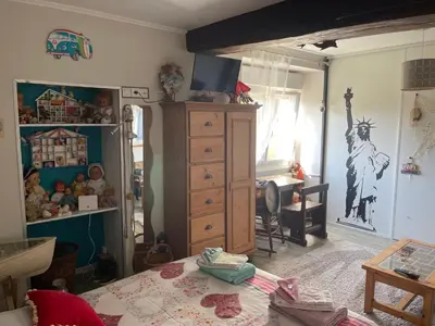 Télévision ou salle de divertissement dans l'établissement Au repos du Lezard