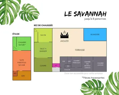 Plan de l'établissement Savannah - 6-8 - Jacuzzi - Zoo de Beauval