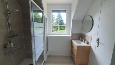 Salle de bains dans l'établissement Au fil de l'eau