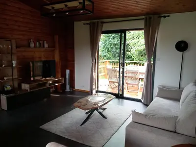 Coin salon dans l'établissement Chalet des Echappées Belles