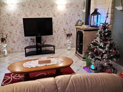 Télévision ou salle de divertissement dans l'établissement Gîte familial et chaleureux avec jardin clos, garage, et proche de Blois, animaux bienvenus - FR-1-491-446