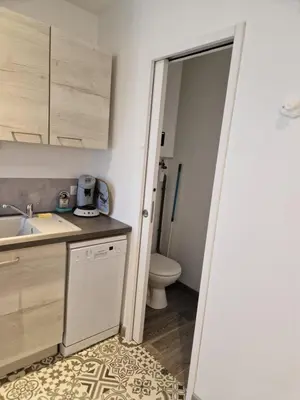 Salle de bains dans l'établissement Gîte studio 2 pers Le Bleuet entre Loire et Sologne