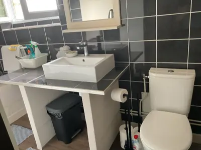 Salle de bains dans l'établissement Chambre chez Armelle