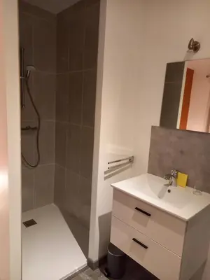 Salle de bains dans l'établissement Gîte studio 2 pers Le Coquelicot entre Loire et Sologne