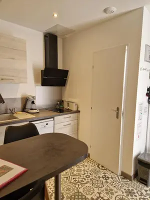 Cuisine ou kitchenette dans l'établissement Gîte studio 2 pers Le Coquelicot entre Loire et Sologne