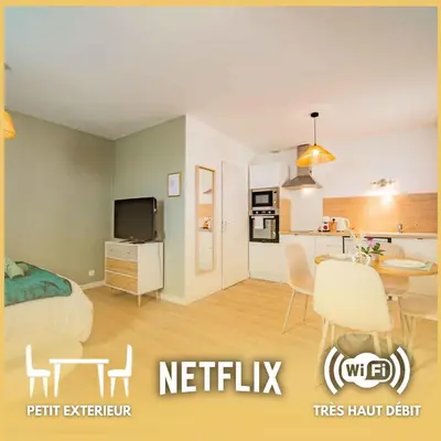 Télévision ou salle de divertissement dans l'établissement Le Nid Tourangeau - Calme - Wifi - Parking