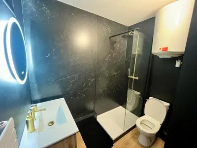 Salle de bains dans l'établissement Chez Béranger - proche Gare et Palais des Congrès