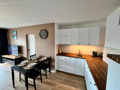 Cuisine ou kitchenette dans l'établissement Chez Béranger - proche Gare et Palais des Congrès