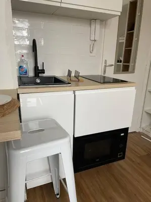 Cuisine ou kitchenette dans l'établissement Le Bohème studio central